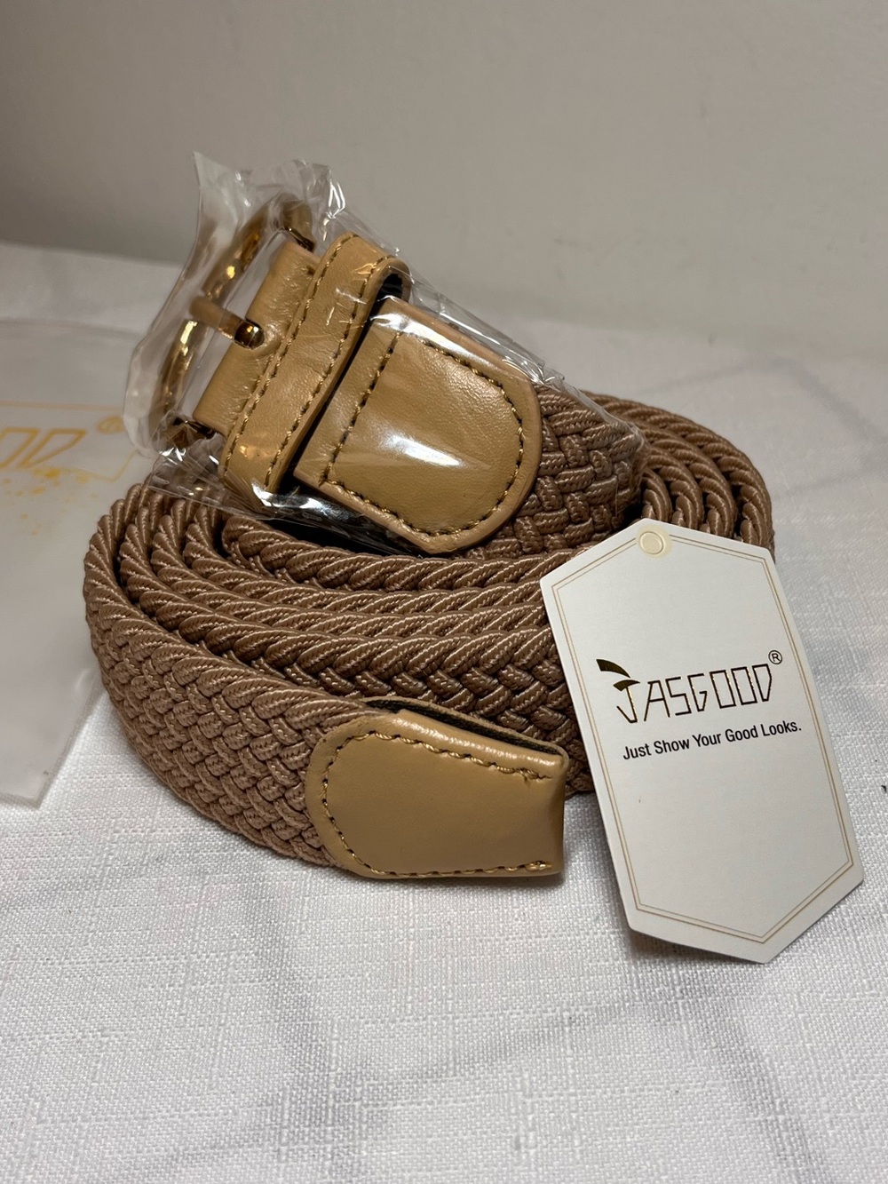 New Tan Braided Belt
130 cm
Gold Buckle